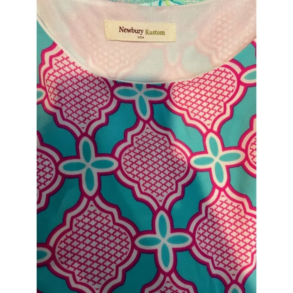 Newbury Kustom pink turquoise print dress Small - Picture 7 of 7